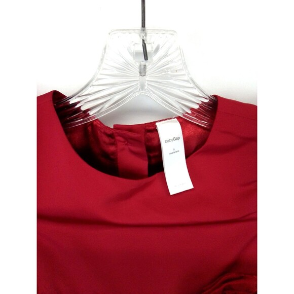 Baby Gap Girl's Short Sleeve High Round  Neckline Satin Feel Red Dress Size 5 - Picture 6 of 7